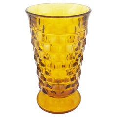 Juego de cuatro copas de cristal ámbar de mediados de siglo con textura de nido de abeja