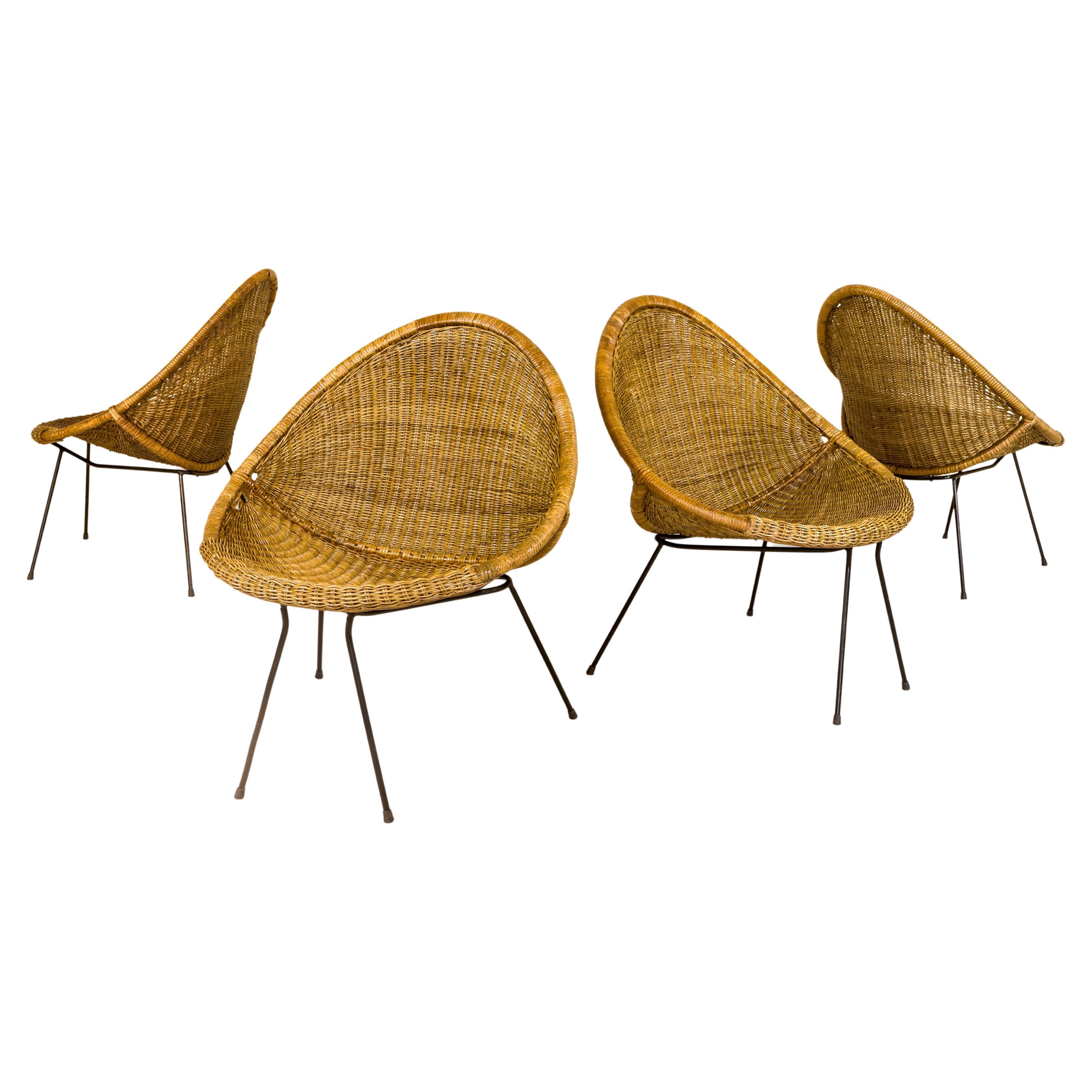 Set of four Mid-Century Armchairs, circa 1950, Italy For Sale
