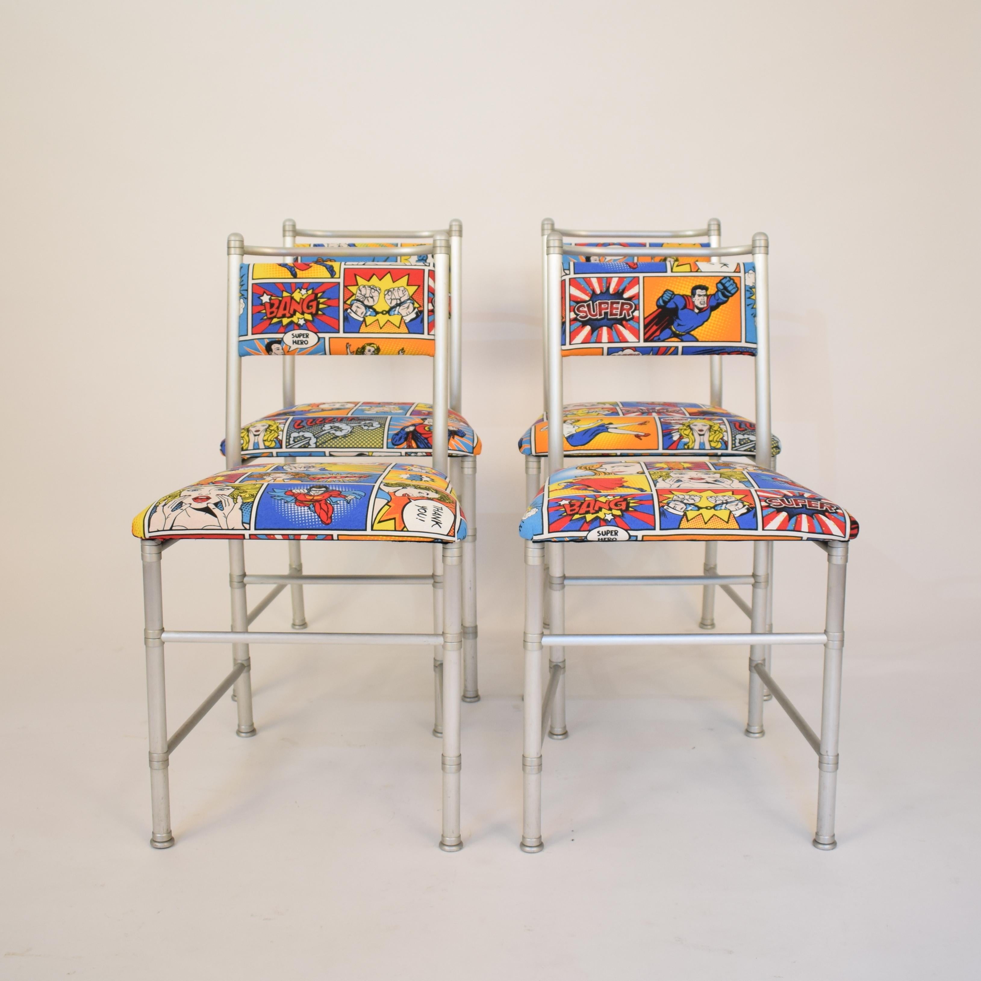 Set of Four Midcentury Art Deco Aluminium Dining Chairs by Warren McArthur, 1970 In Good Condition In Berlin, DE