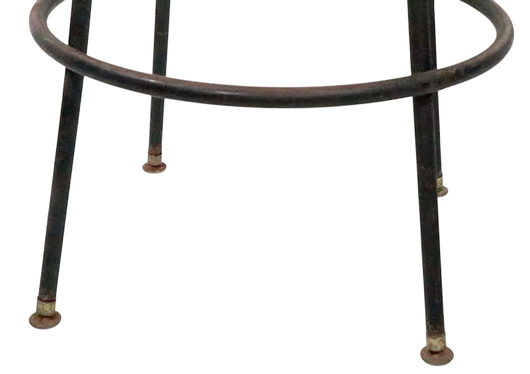 Set of Four Mid Century Bamboo and Iron  Swivel Bar Stools att. to Danny Ho Fong For Sale 4