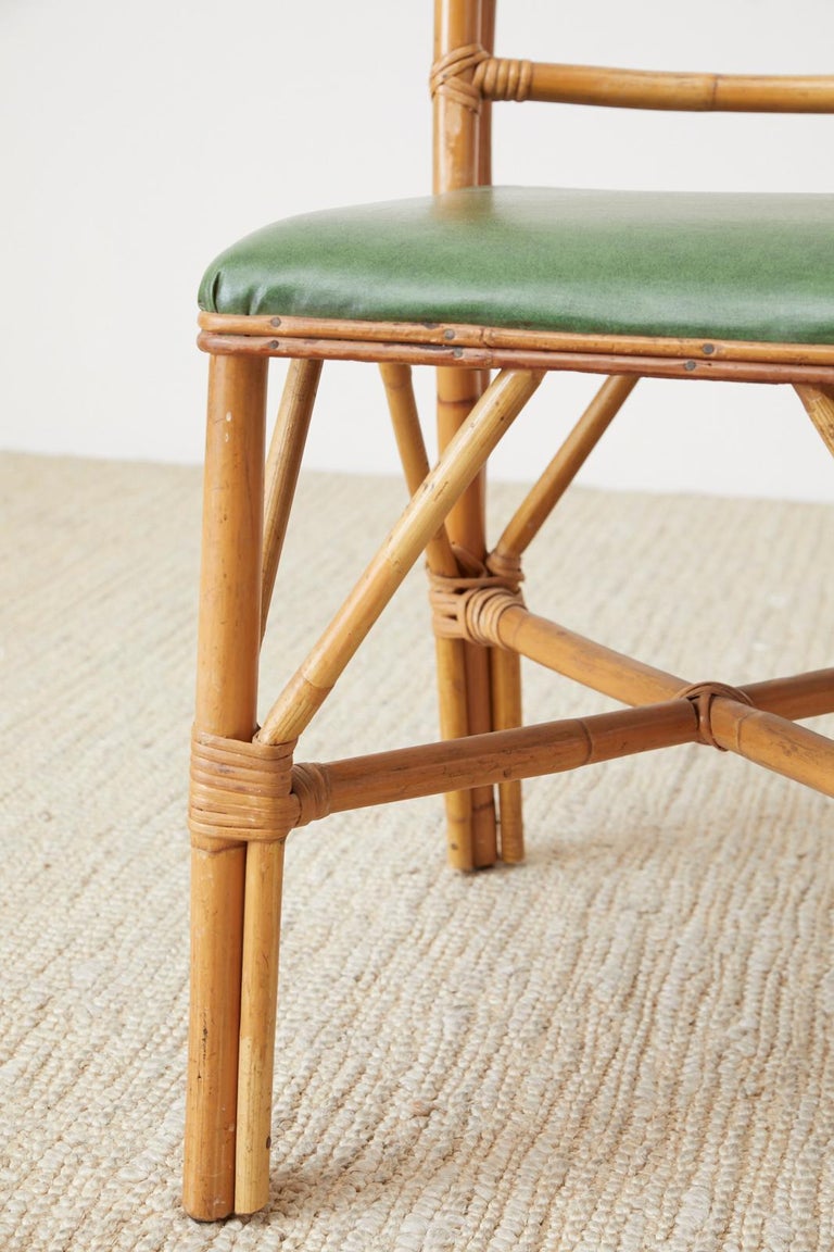 Set of Four Midcentury Bamboo Rattan Dining Chairs at 1stDibs