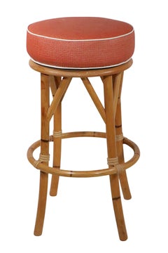 Set di quattro sgabelli girevoli in bambù del Mid Century  Ashcraft Heywood Wakefield c anni '50