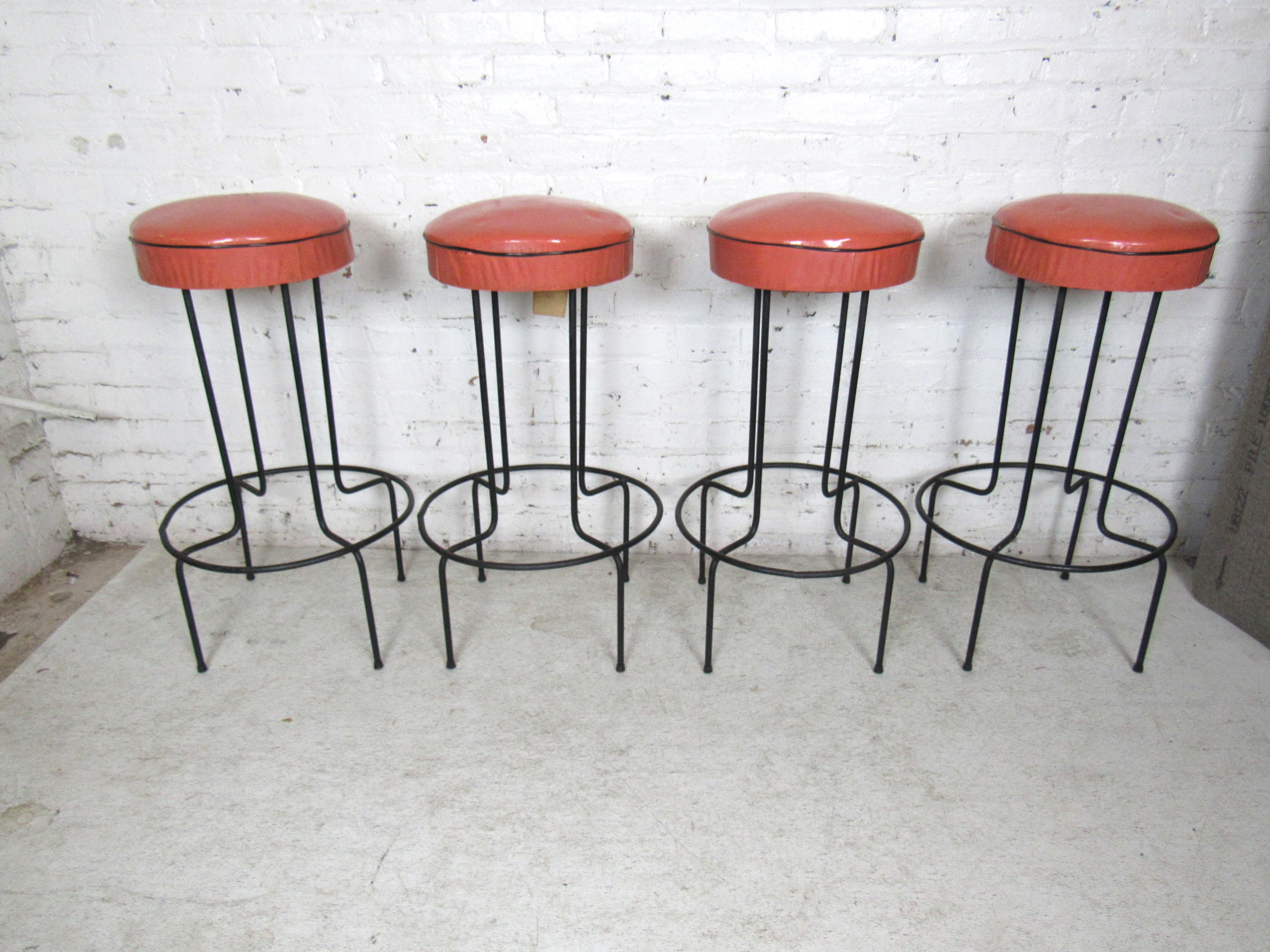 Set of Four Midcentury Barstools For Sale 3