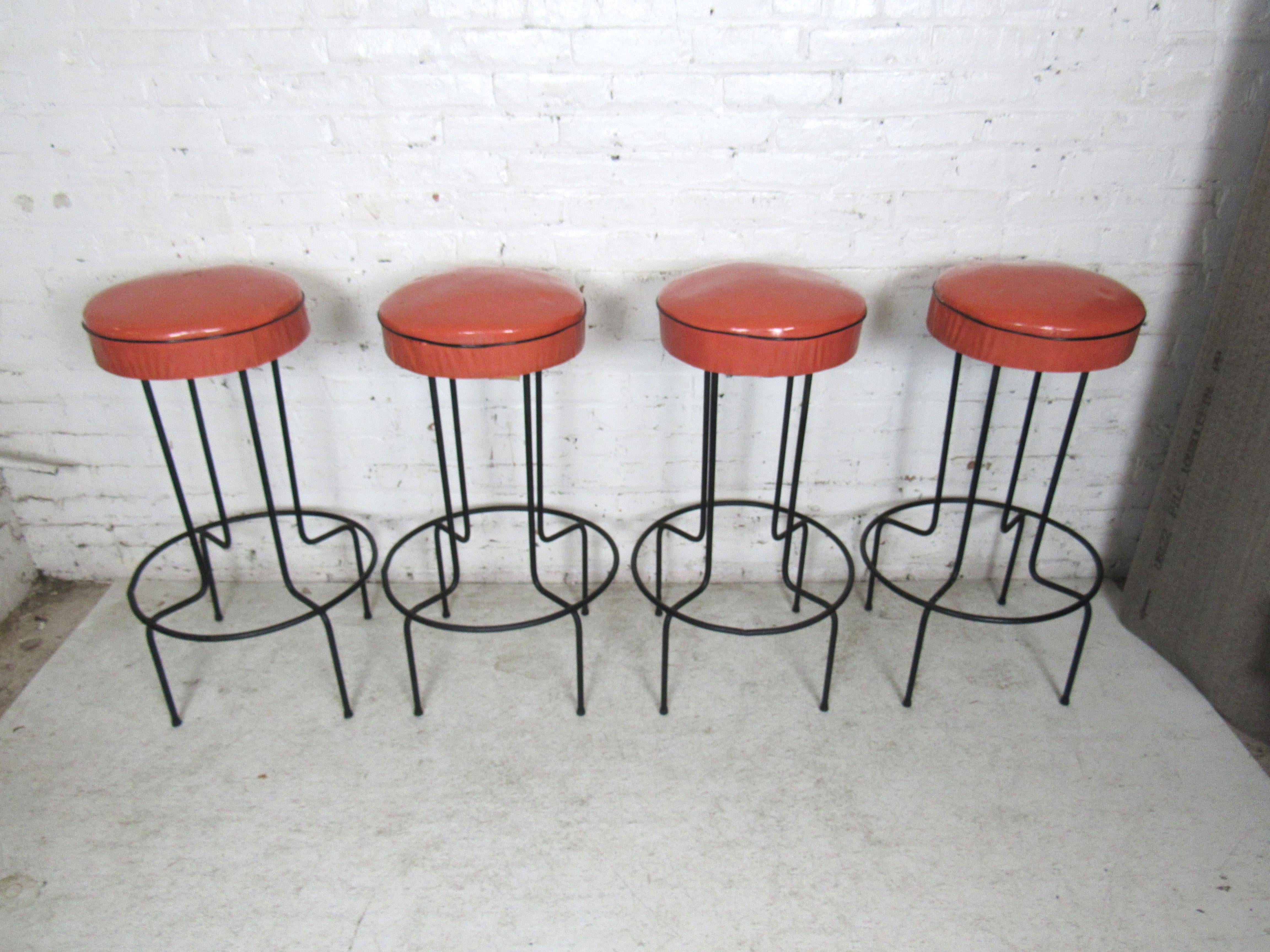 Set of Four Midcentury Barstools For Sale 4