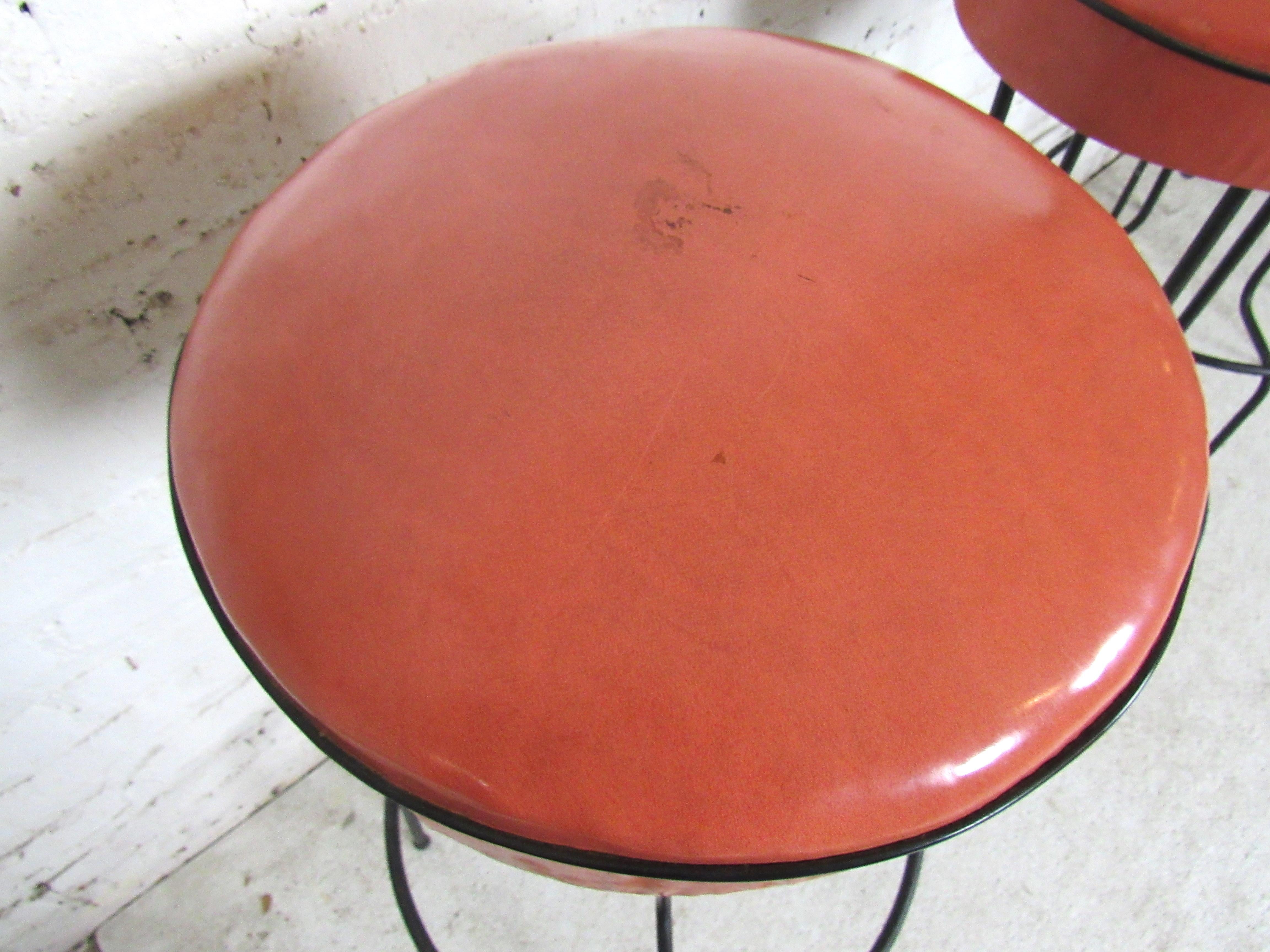 Iron Set of Four Midcentury Barstools For Sale