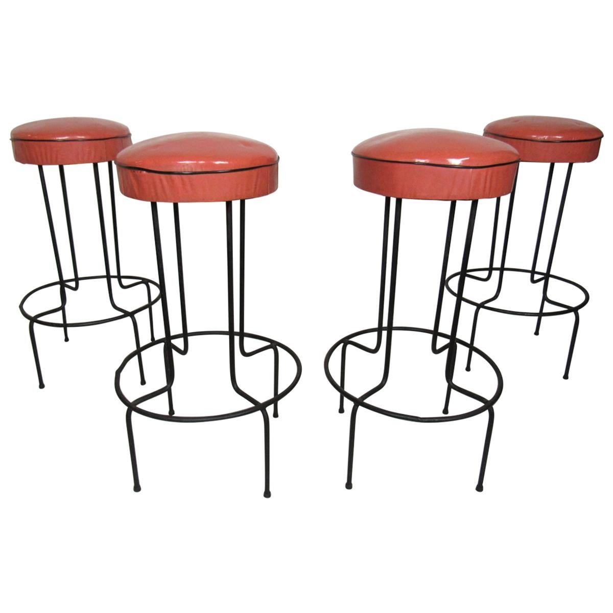 Set of Four Midcentury Barstools