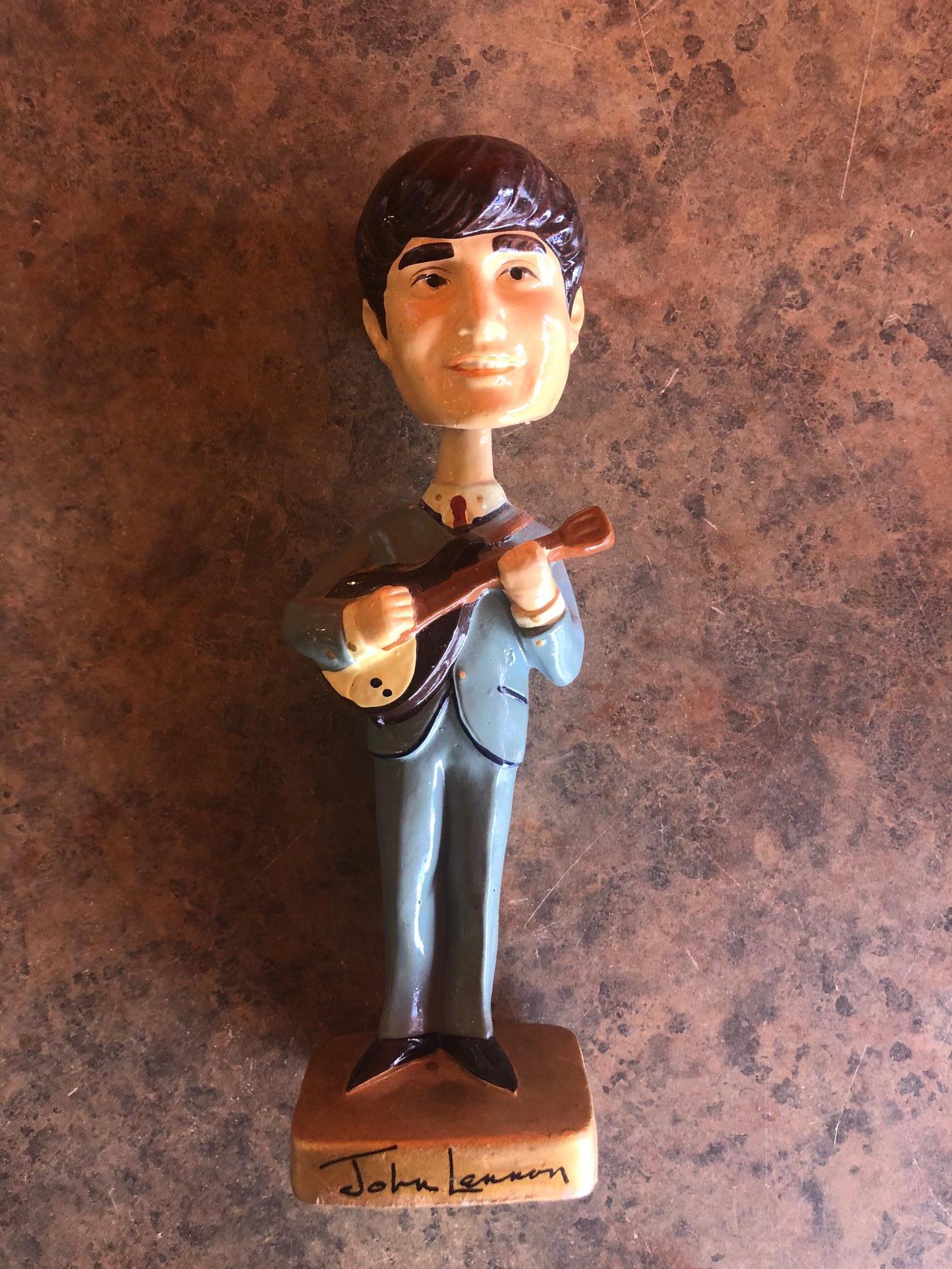 Paint Set of Four Midcentury Beatles Bobble Head Figures by Car Mascot