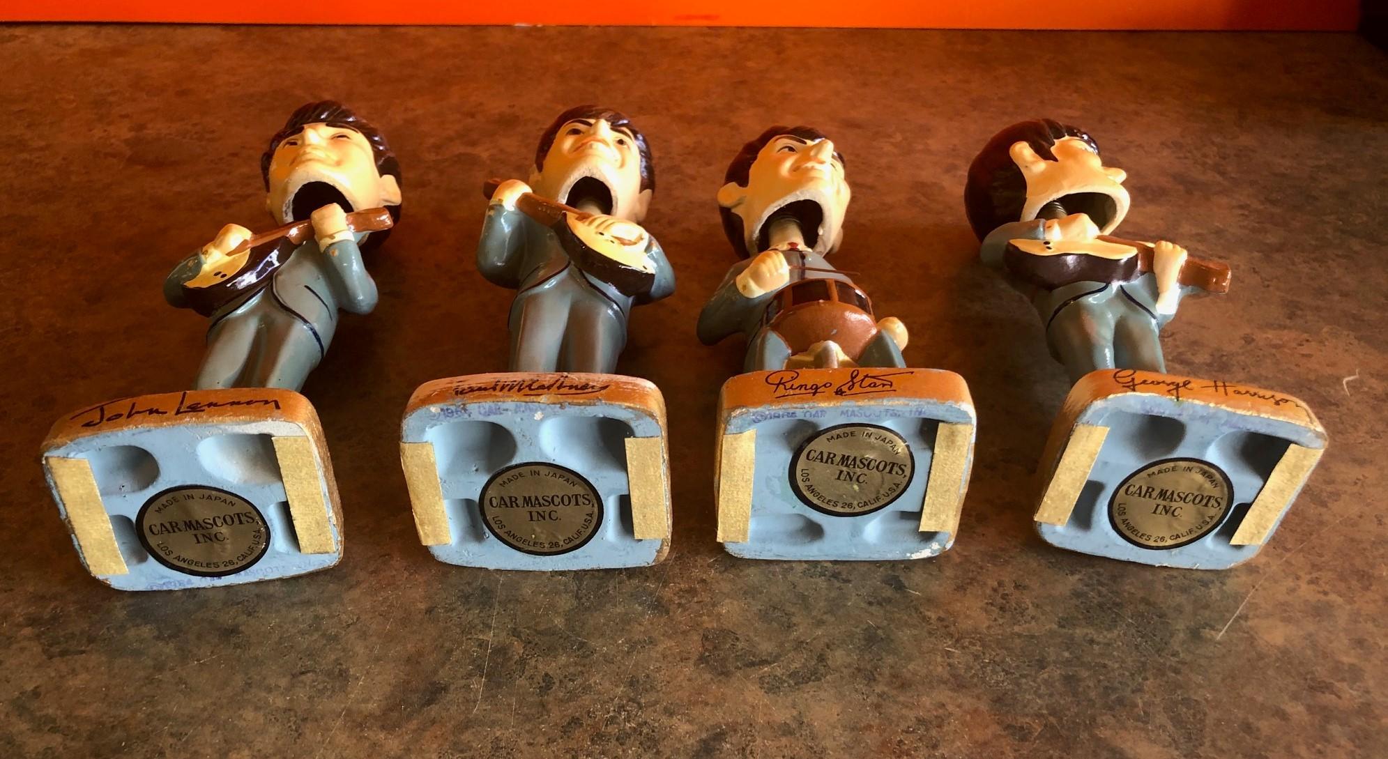 Set of Four Midcentury Beatles Bobble Head Figures by Car Mascot 1