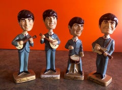 Set of Four Midcentury Beatles Bobble Head Figures by Car Mascot