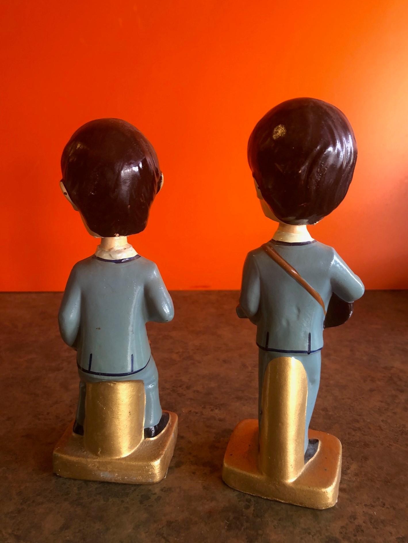 Japanese Set of Four Midcentury Beatles Bobble Head Figures by Car Mascot
