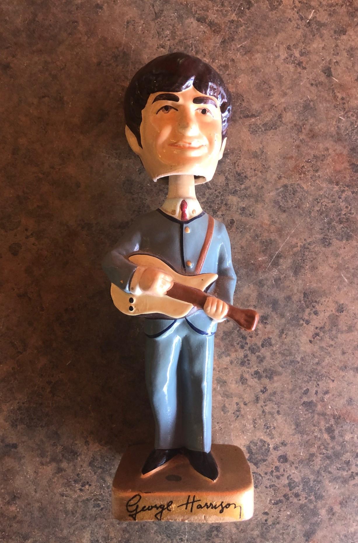 Hand-Painted Set of Four Midcentury Beatles Bobble Head Figures by Car Mascot