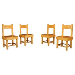 Set of Four Mid-Century Beechwood Chairs, France, 1950s.