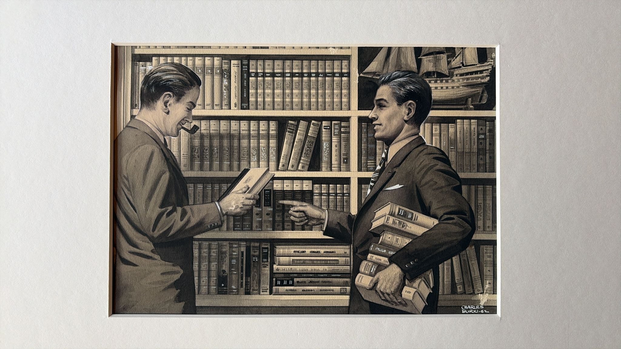 Satz von vier Business-Illustrationen aus der Mitte des Jahrhunderts - Charles Burki, 1956-1964

Dieser bemerkenswerte Satz von vier Original-Illustrationen in Gouache und Tusche von Charles Burki (1909-1994) ist ein Beispiel für die raffinierte