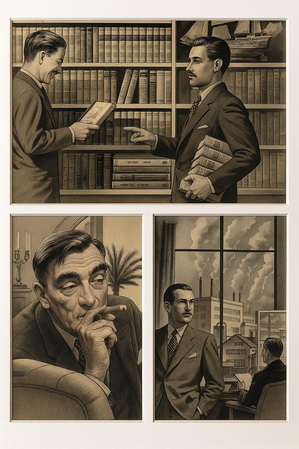 Satz von vier Business-Illustrationen aus der Mitte des Jahrhunderts - Charles Burki, 1956-1964 im Angebot 2