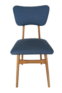 Set of Four Mid Century Butterfly Chairs, Denim Pierre Frey Linen, Europe, 1960s