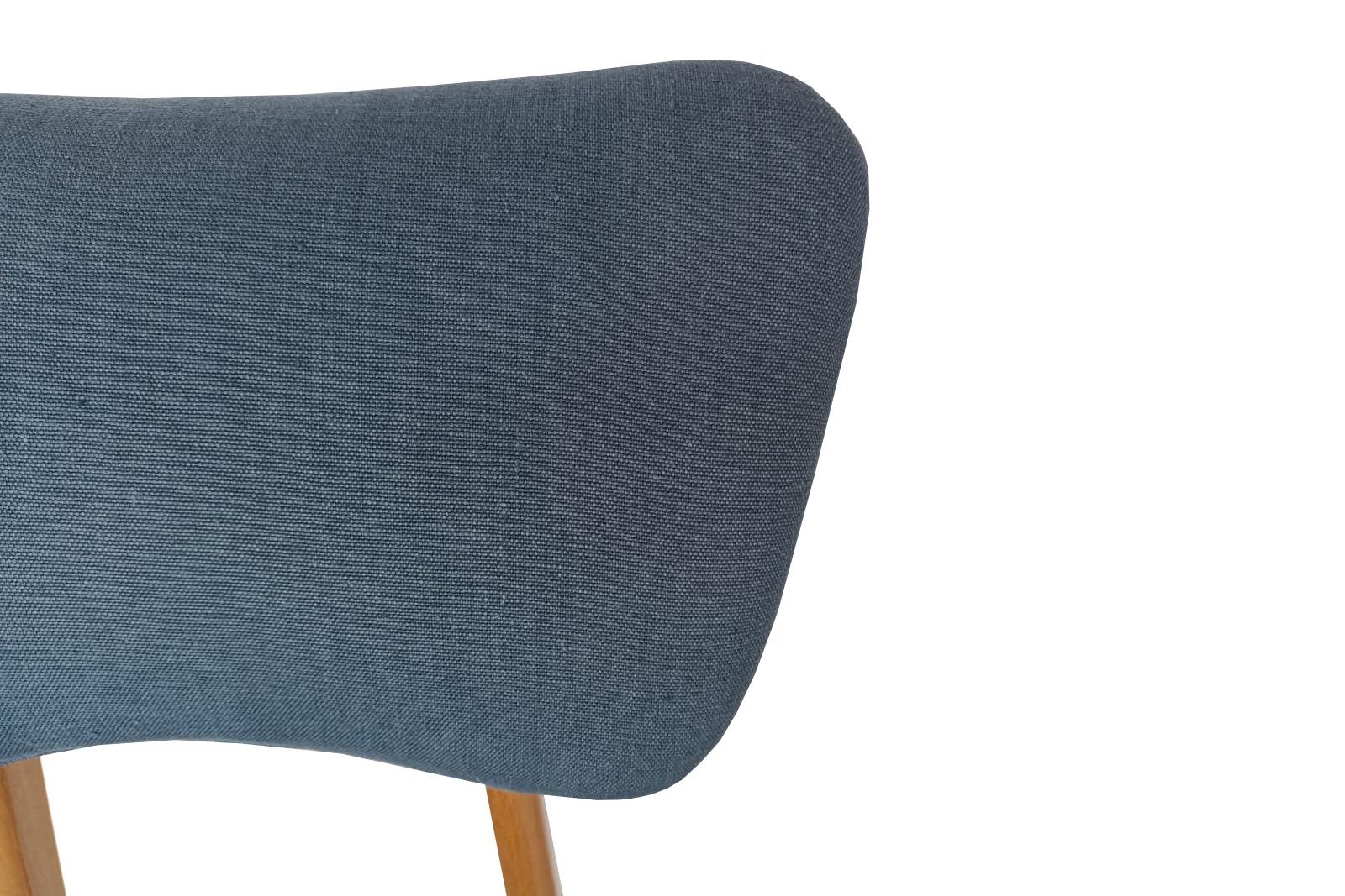 20th Century Set of Four Mid Century Butterfly Chairs, Denim Pierre Frey Linen, Europe, 1960s For Sale