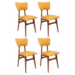 Set of Four Mid Century Butterfly Dining Chairs, Pineapple Leather, Europe 1960s