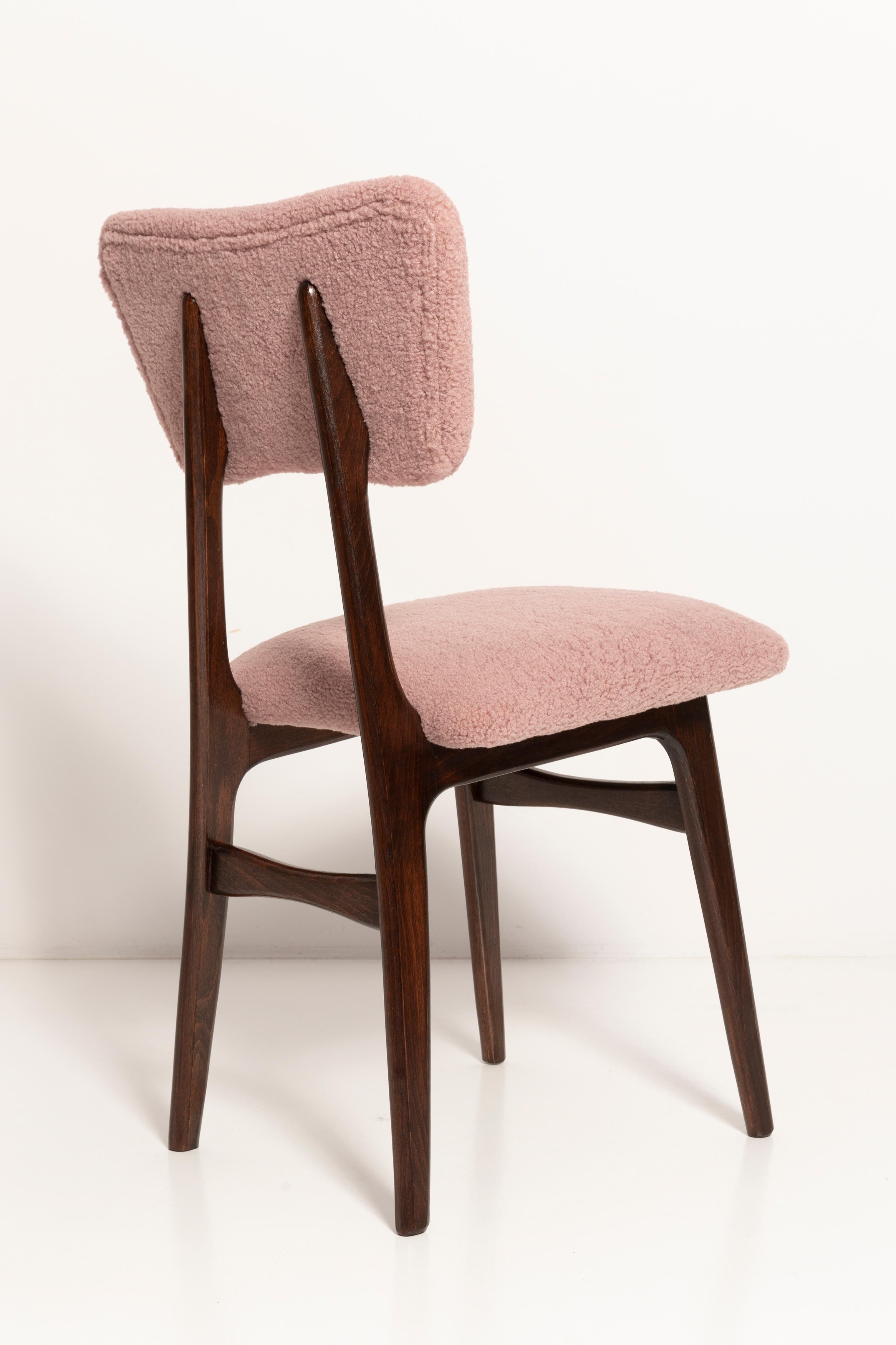 Set di quattro sedie da pranzo a farfalla della metà del secolo scorso, Boucle rosa, Europa, anni '60 in vendita 2