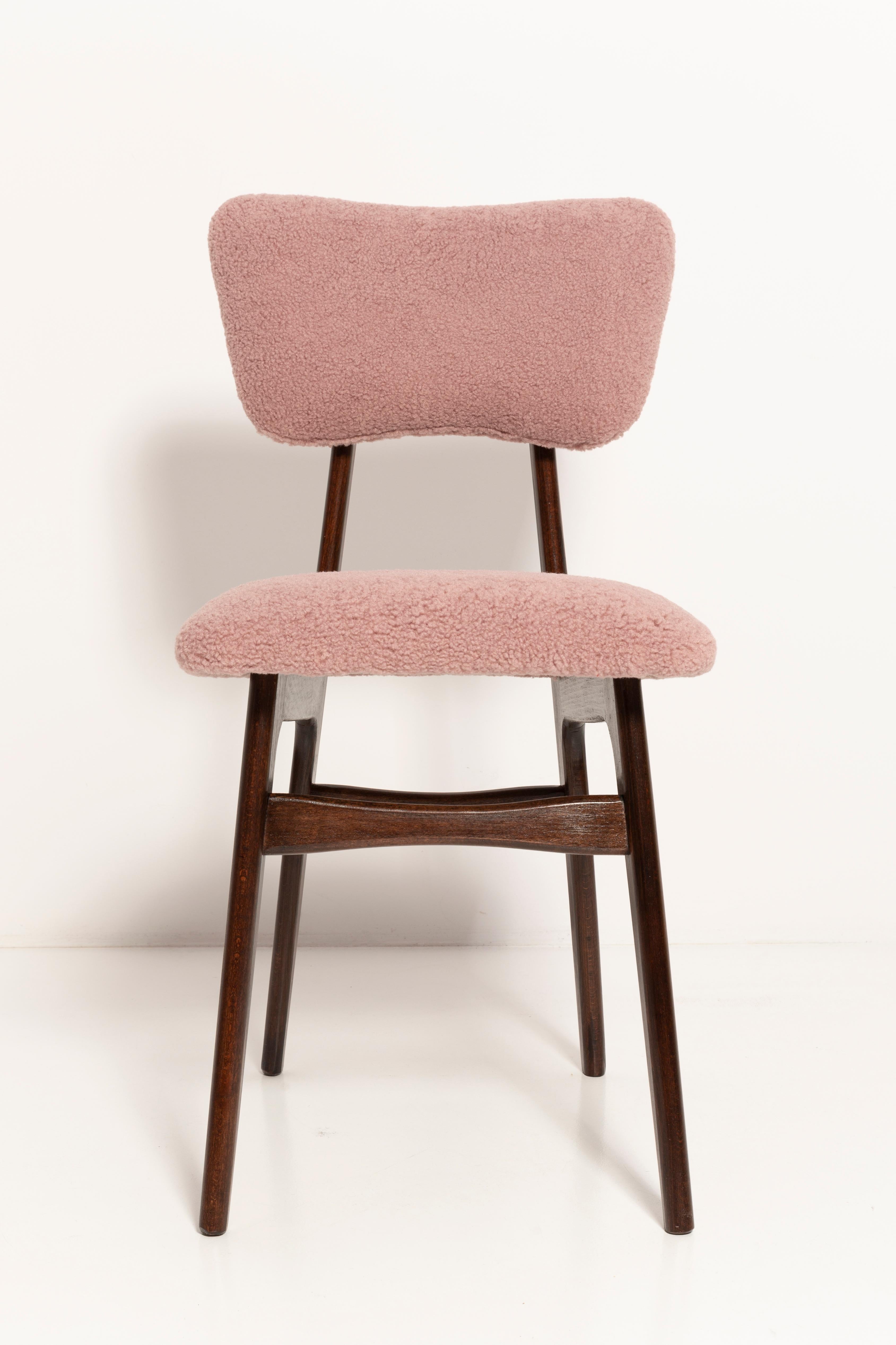 Set di quattro sedie da pranzo a farfalla della metà del secolo scorso, Boucle rosa, Europa, anni '60 in vendita 7