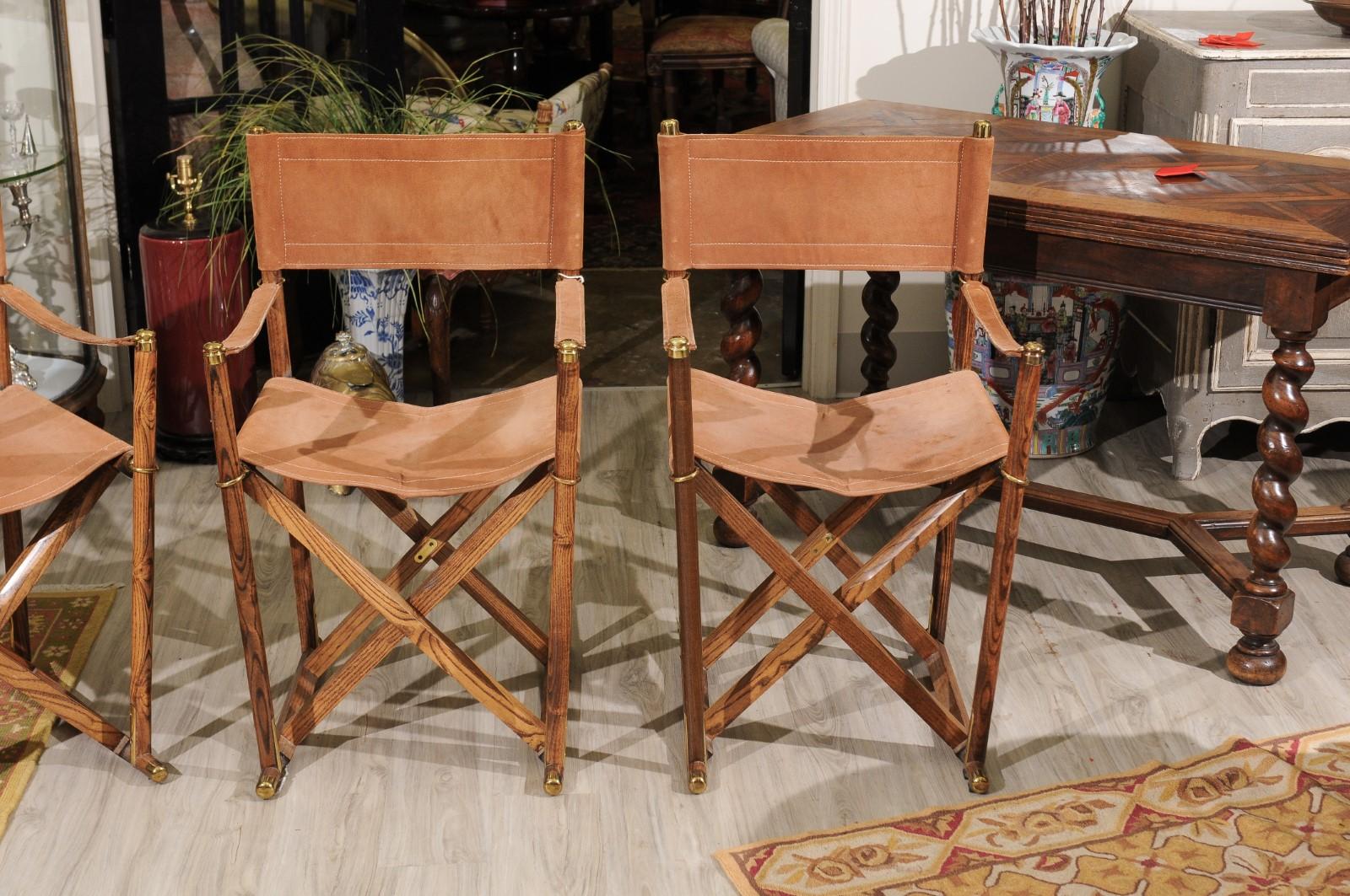 Mid-Century Modern Set of Four Midcentury Campaign Folding Chairs