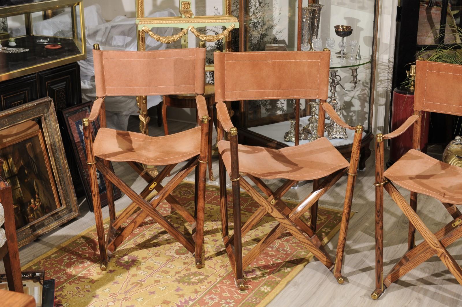 Spanish Set of Four Midcentury Campaign Folding Chairs