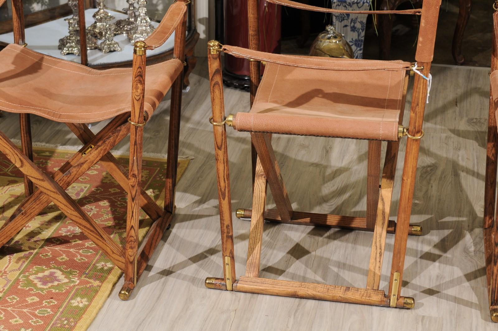 20th Century Set of Four Midcentury Campaign Folding Chairs
