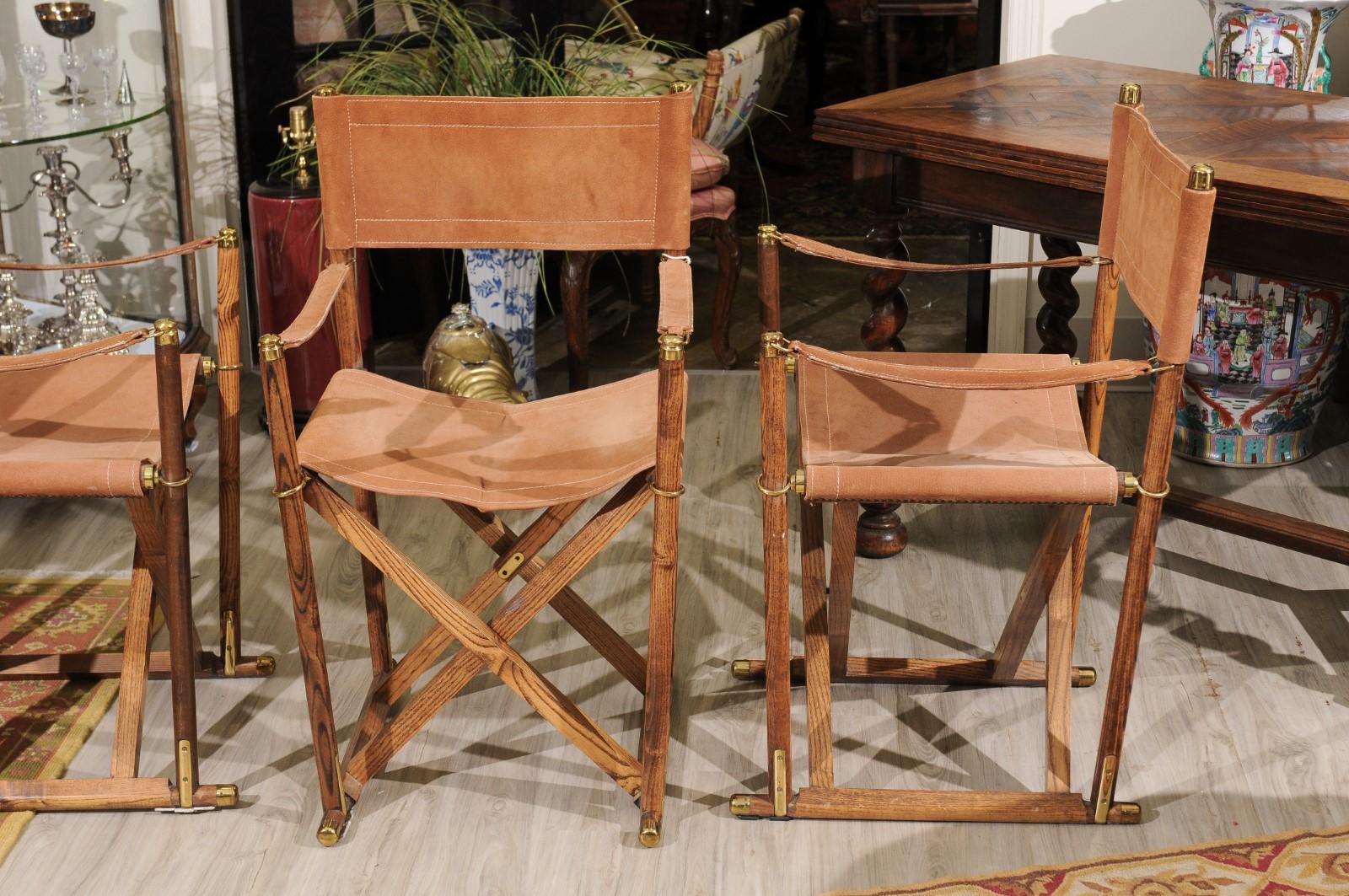 Set of Four Midcentury Campaign Folding Chairs 1