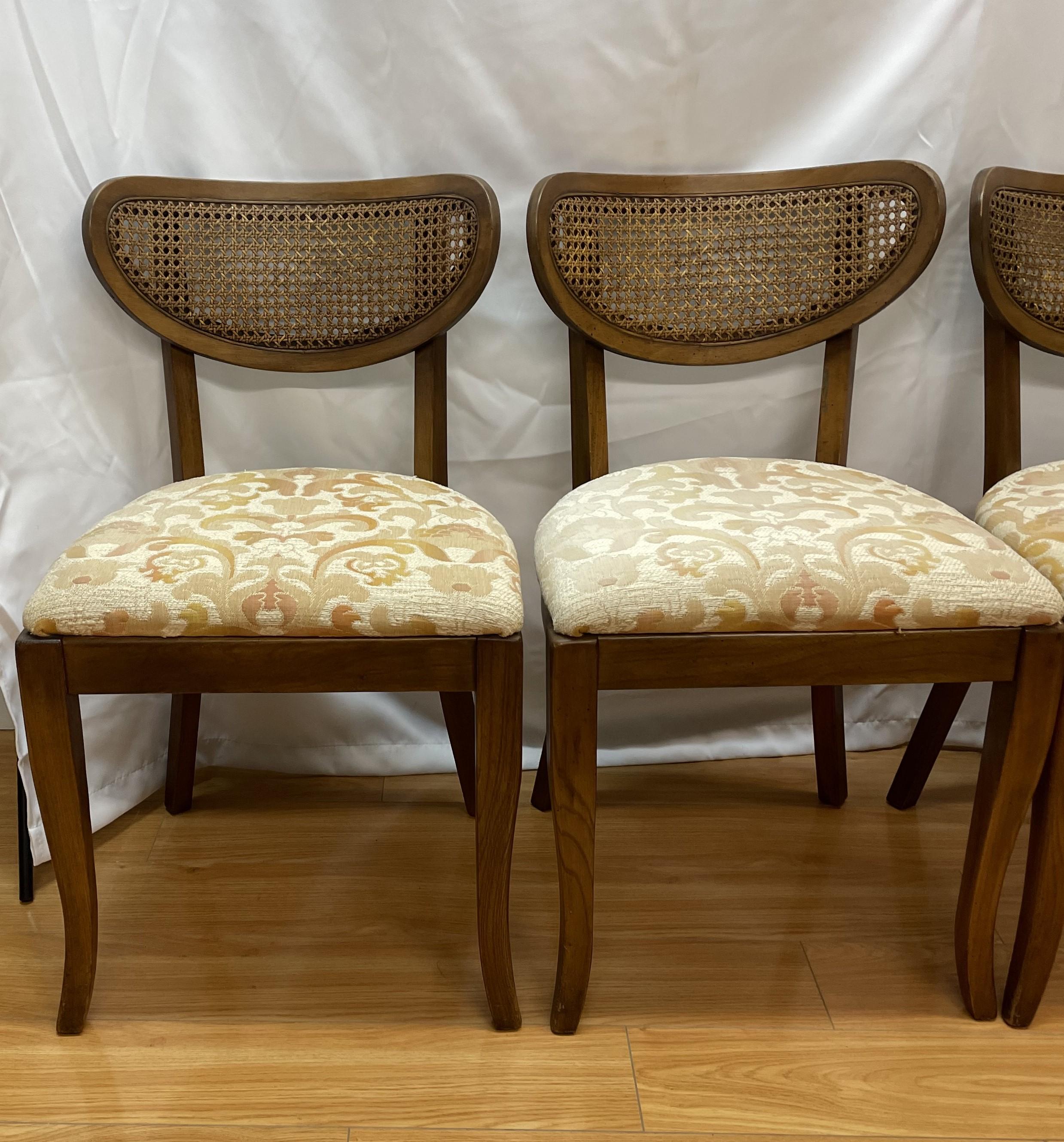 Set of four mid-century caned back chairs  In Excellent Condition For Sale In San Francisco, CA