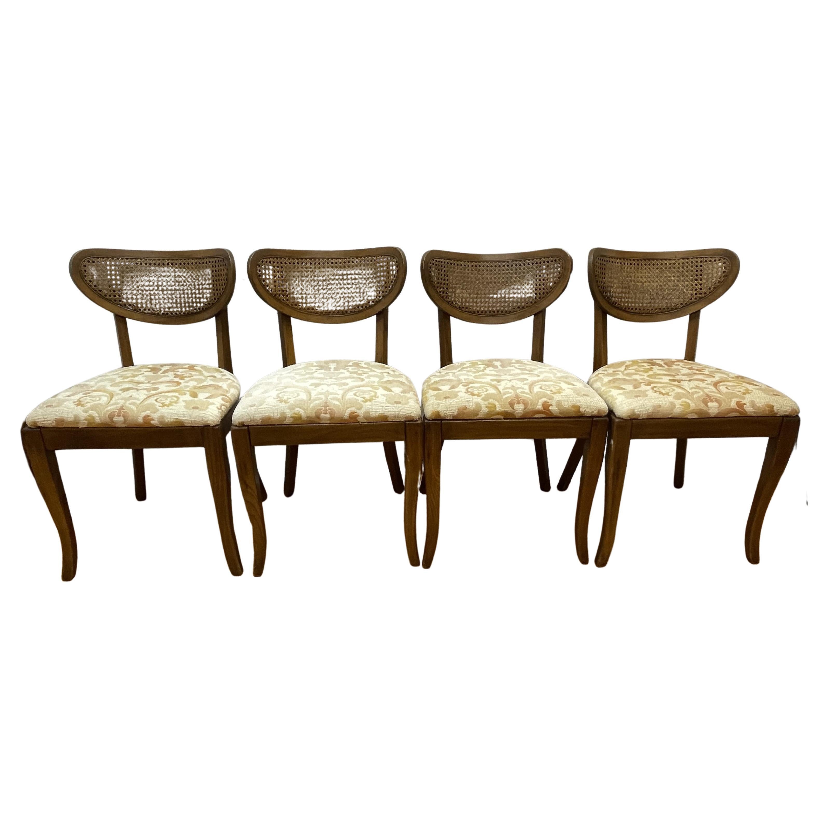 Set of four mid-century caned back chairs  For Sale