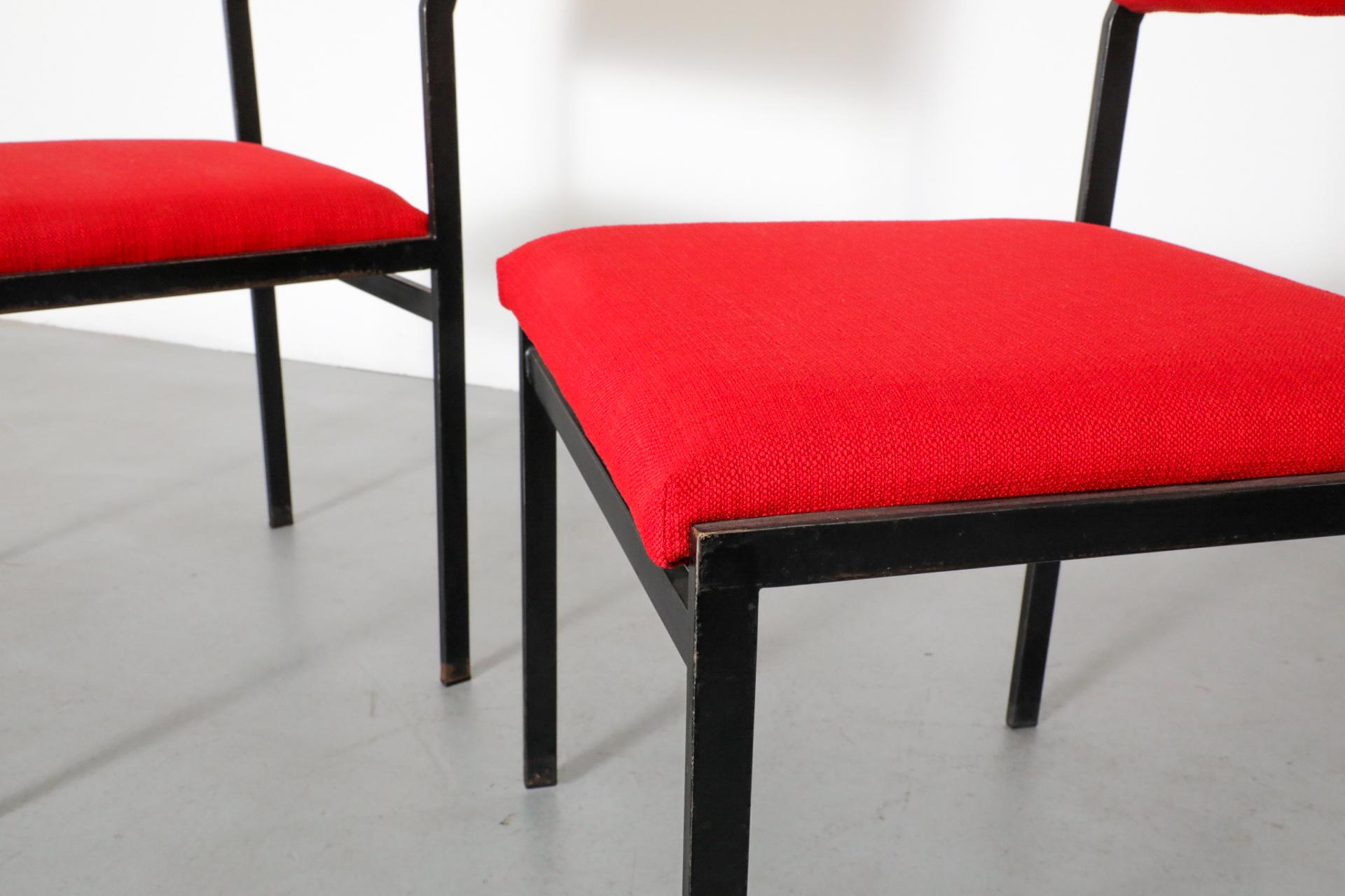 Ensemble de quatre chaises de salle à manger Cees Braakman du milieu du siècle, série japonaise, en rouge en vente 5