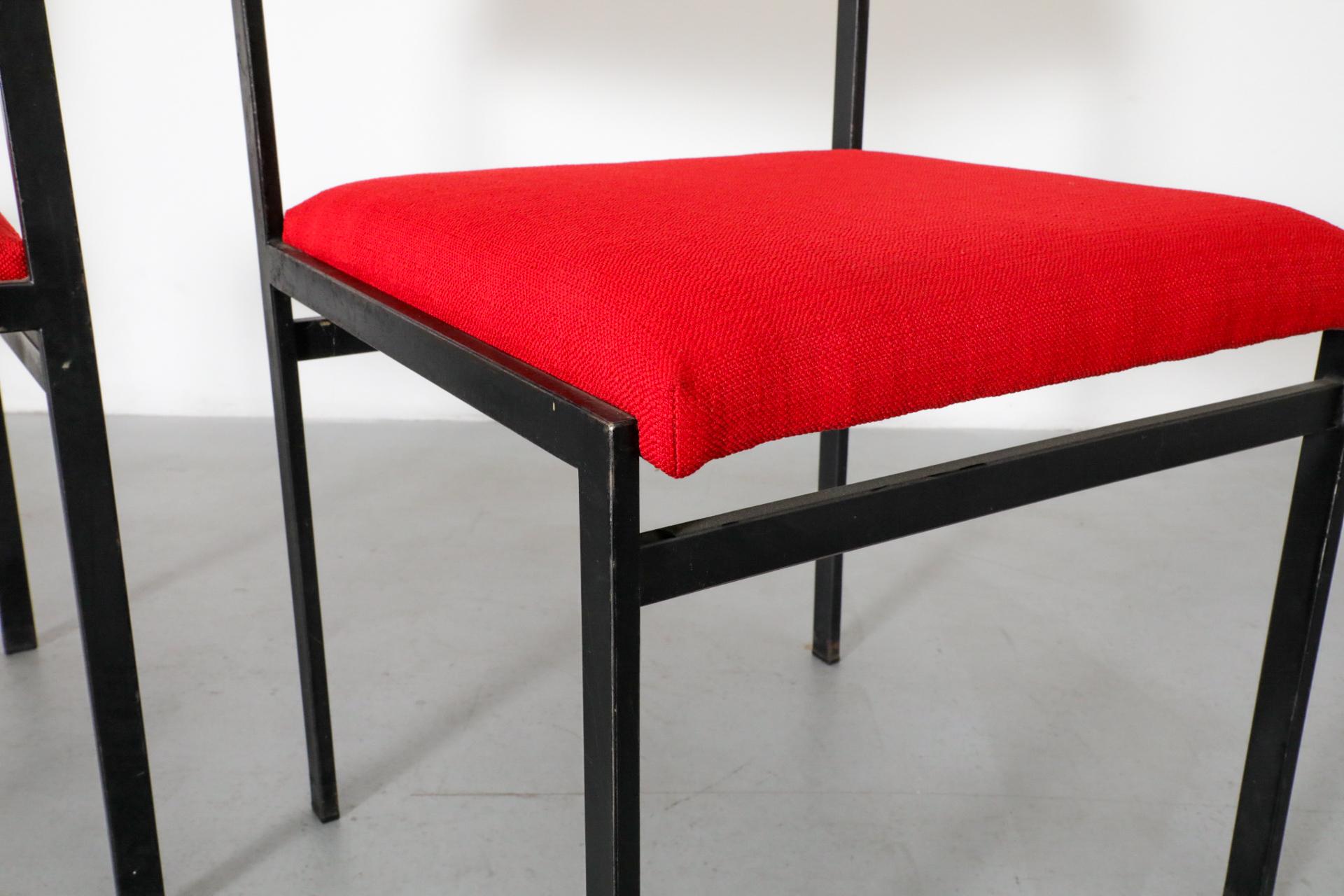Ensemble de quatre chaises de salle à manger Cees Braakman du milieu du siècle, série japonaise, en rouge en vente 6