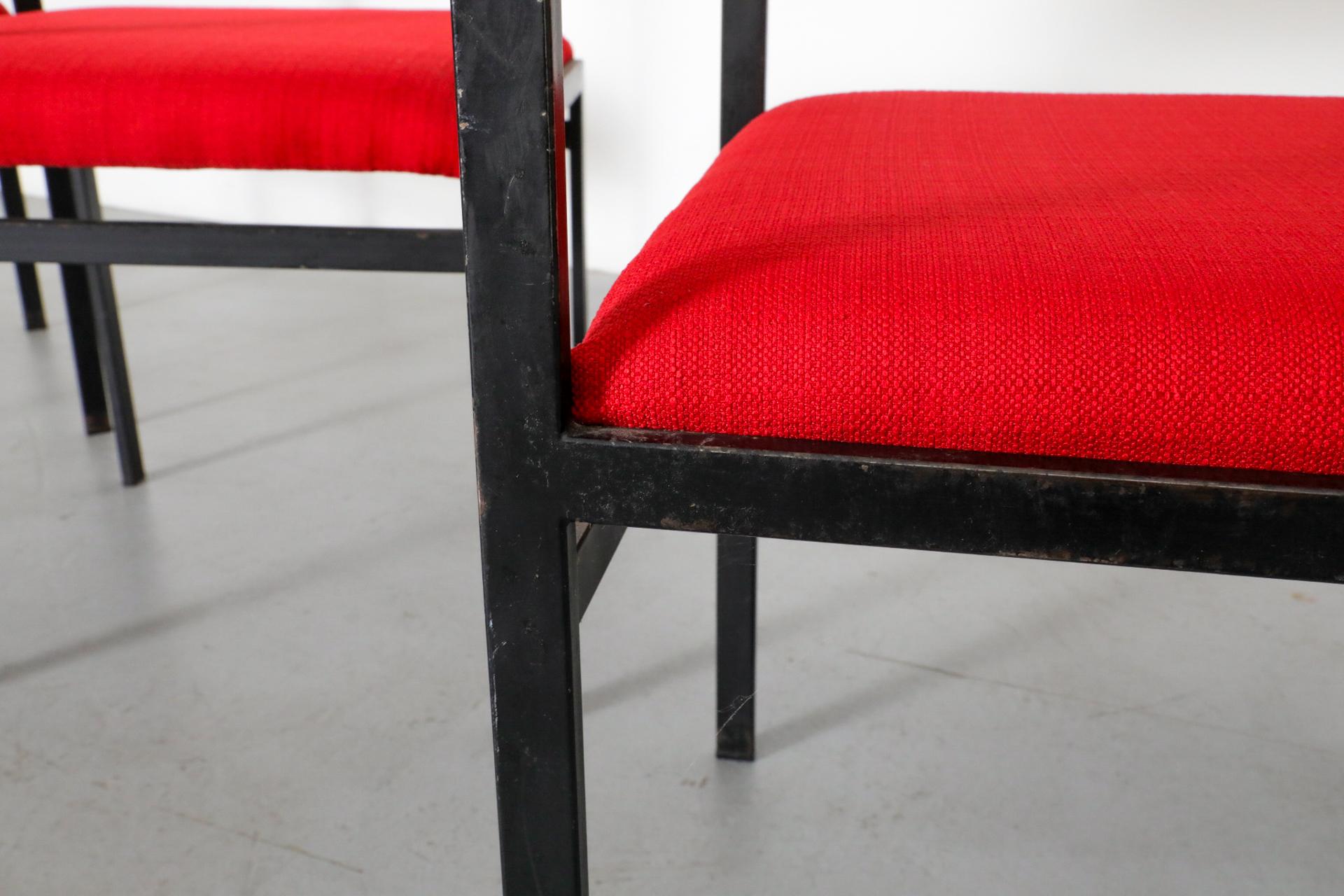 Ensemble de quatre chaises de salle à manger Cees Braakman du milieu du siècle, série japonaise, en rouge en vente 11