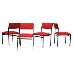 Retro Set of Four Mid-Century Cees Braakman Japanese Series Dining Chairs in Red