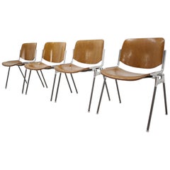 Set of Four Midcentury Chairs Designed by Giancarlo Piretti for Castelli, 1960s