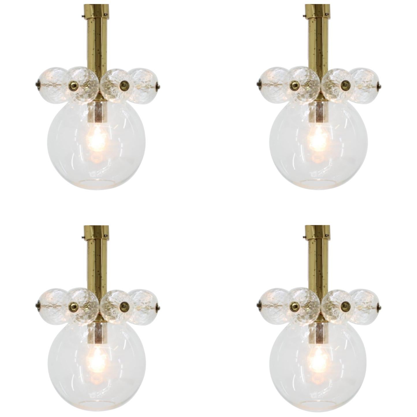 Set of four Midcentury Chandeliers Kamenicky Senov, 1970s. For Sale