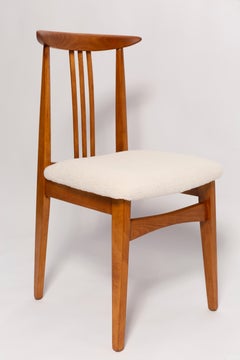 Set of Four Mid-Century Cream Ivory Boucle Chair, by M. Zielinski, Europe, 1960s