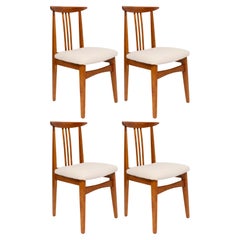 Vintage Set of Four Mid-Century Cream Ivory Boucle Chair, by M. Zielinski, Europe, 1960s