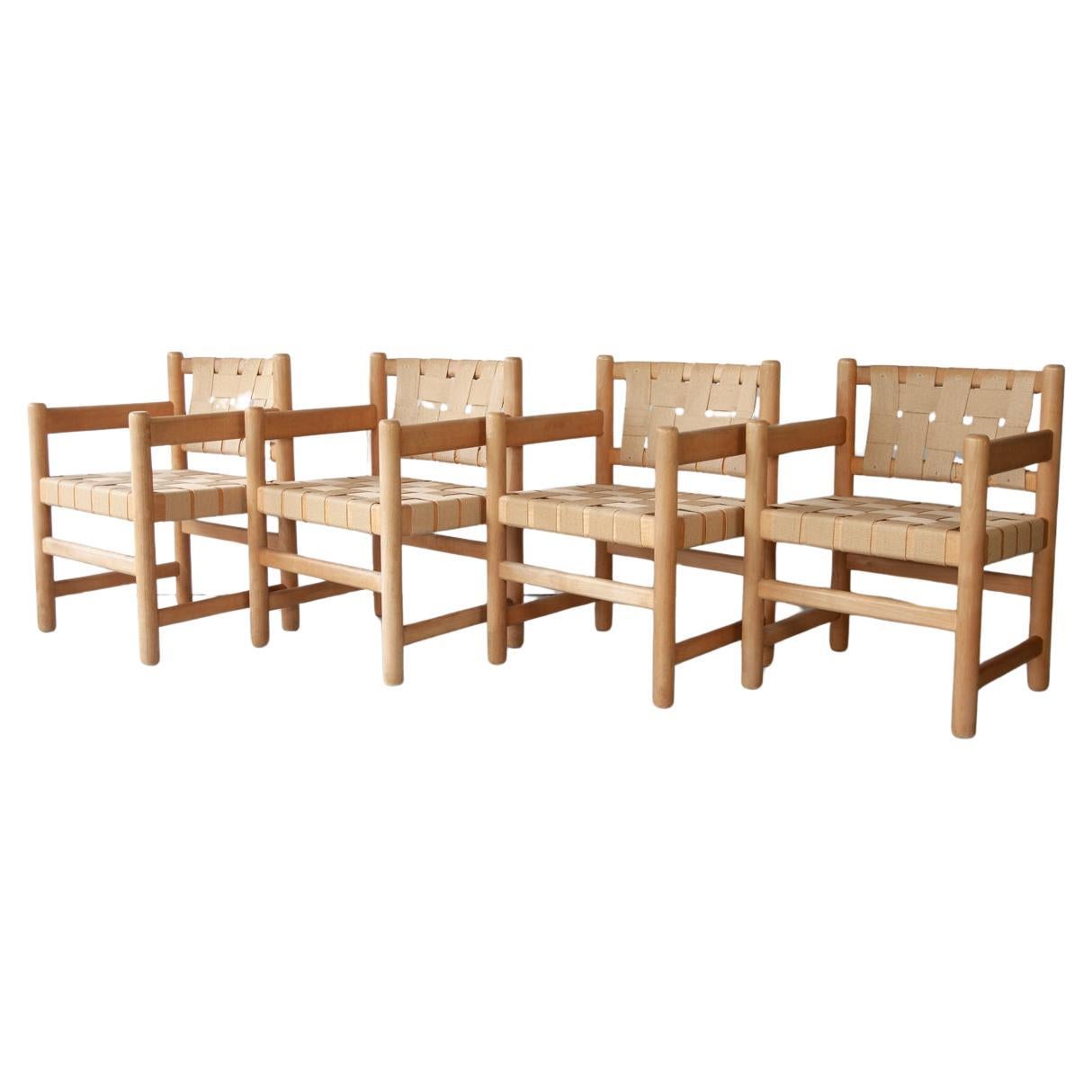 Set of Four Mid Century Danish Armchairs For Sale