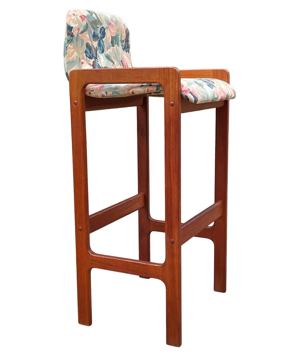 Fabric Set of Four Mid Century Danish Modern Bart Stools or Counter in Teak Wood For Sale
