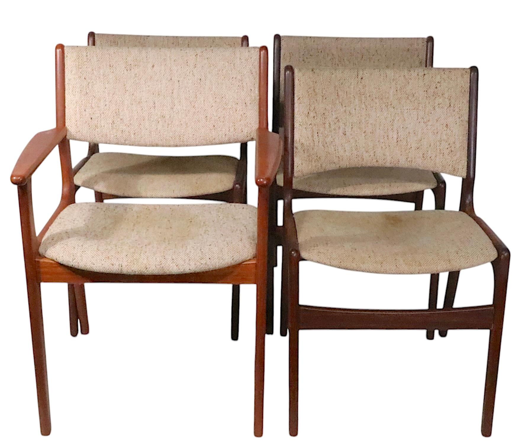 Danois Ensemble de quatre chaises de salle à manger modernes danoises du milieu du siècle, att. to E. C.E. C. 1950/60 en vente