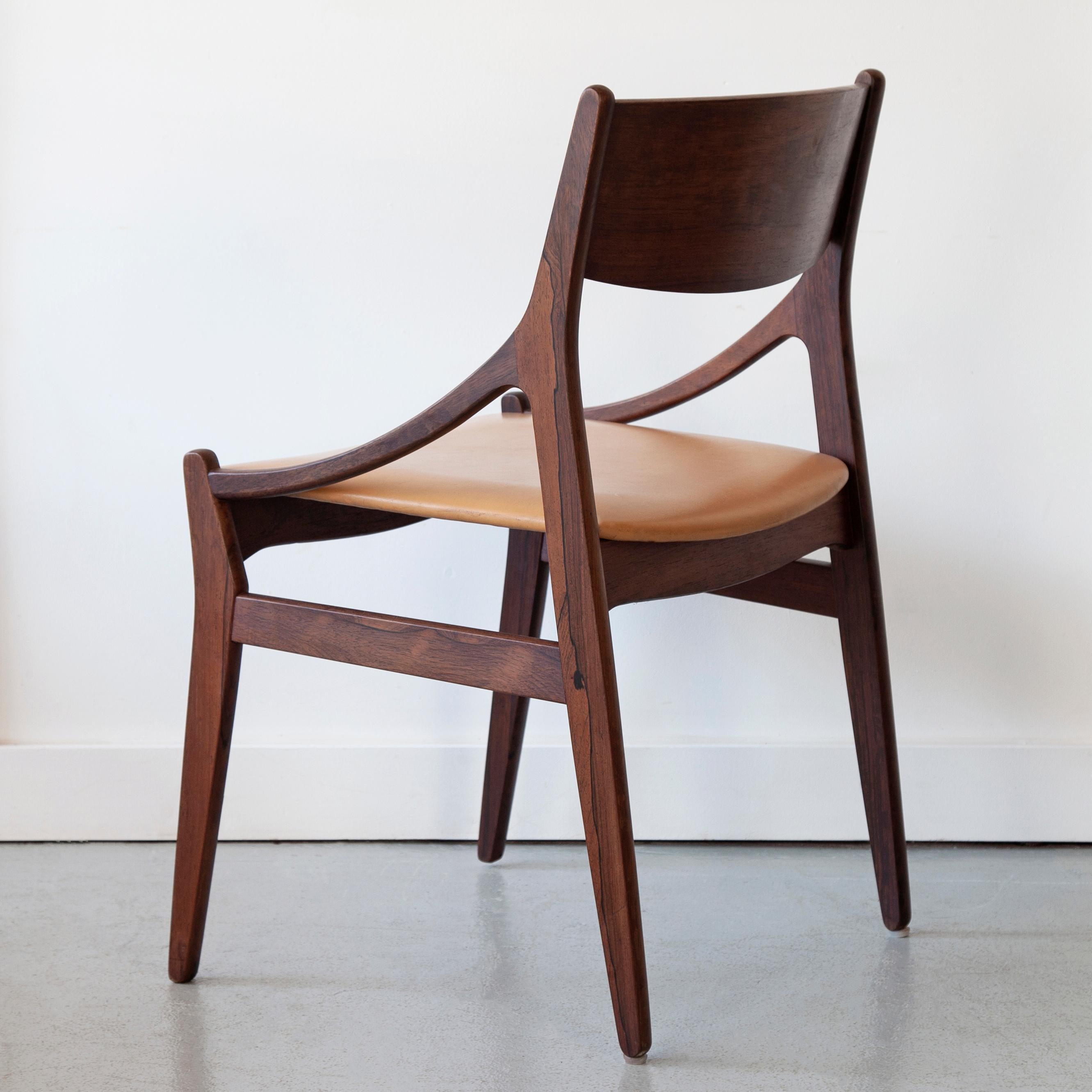 Set of Four Mid Century, Danish Rosewood Dining Chairs by Vestervig Erikson For Sale at 1stDibs