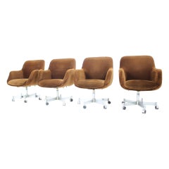 Set of Four Midcentury Design Swivel Office Armchairs, 1970s