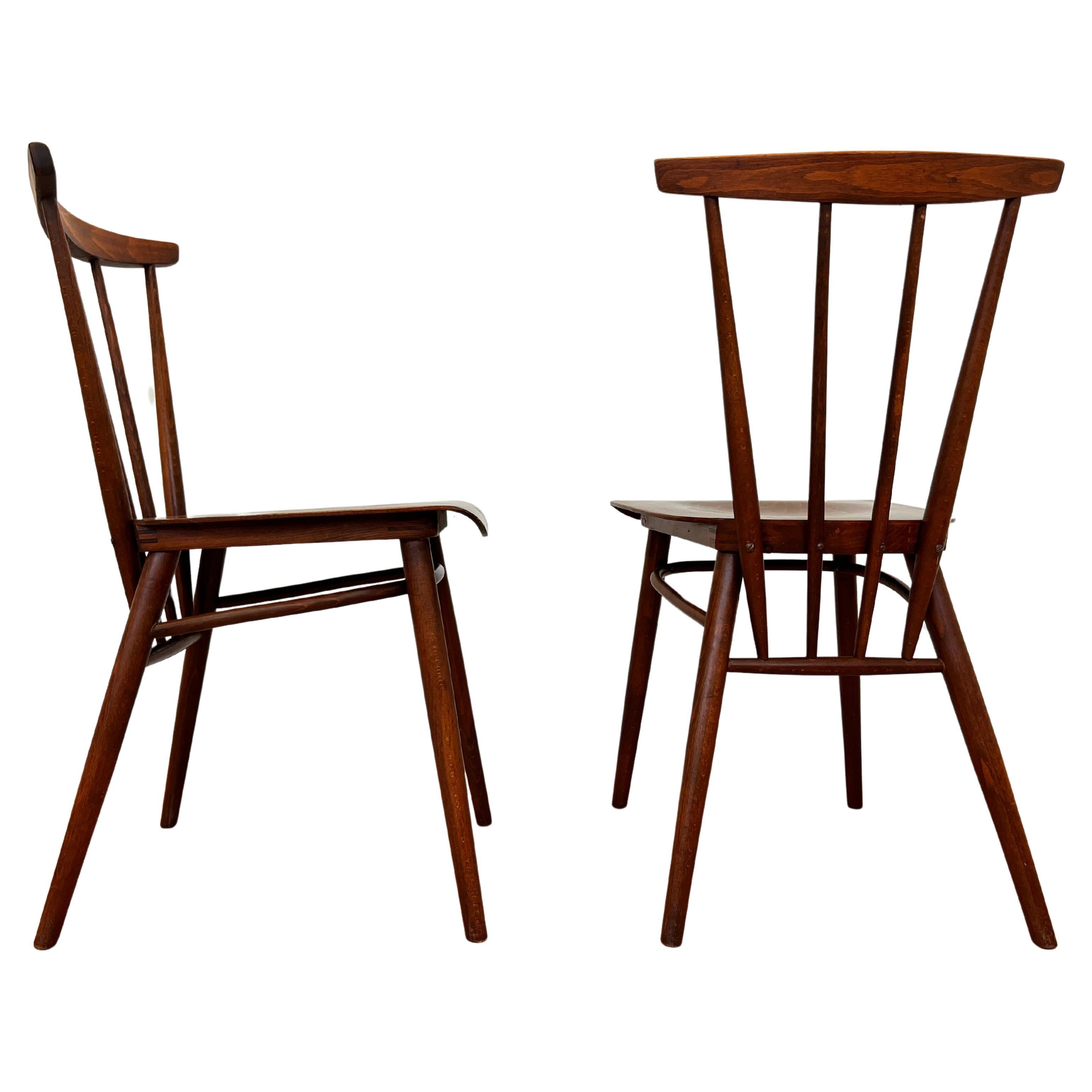 Set of Four MID century DEsign wooden Dining Chairs by TON - 1960s