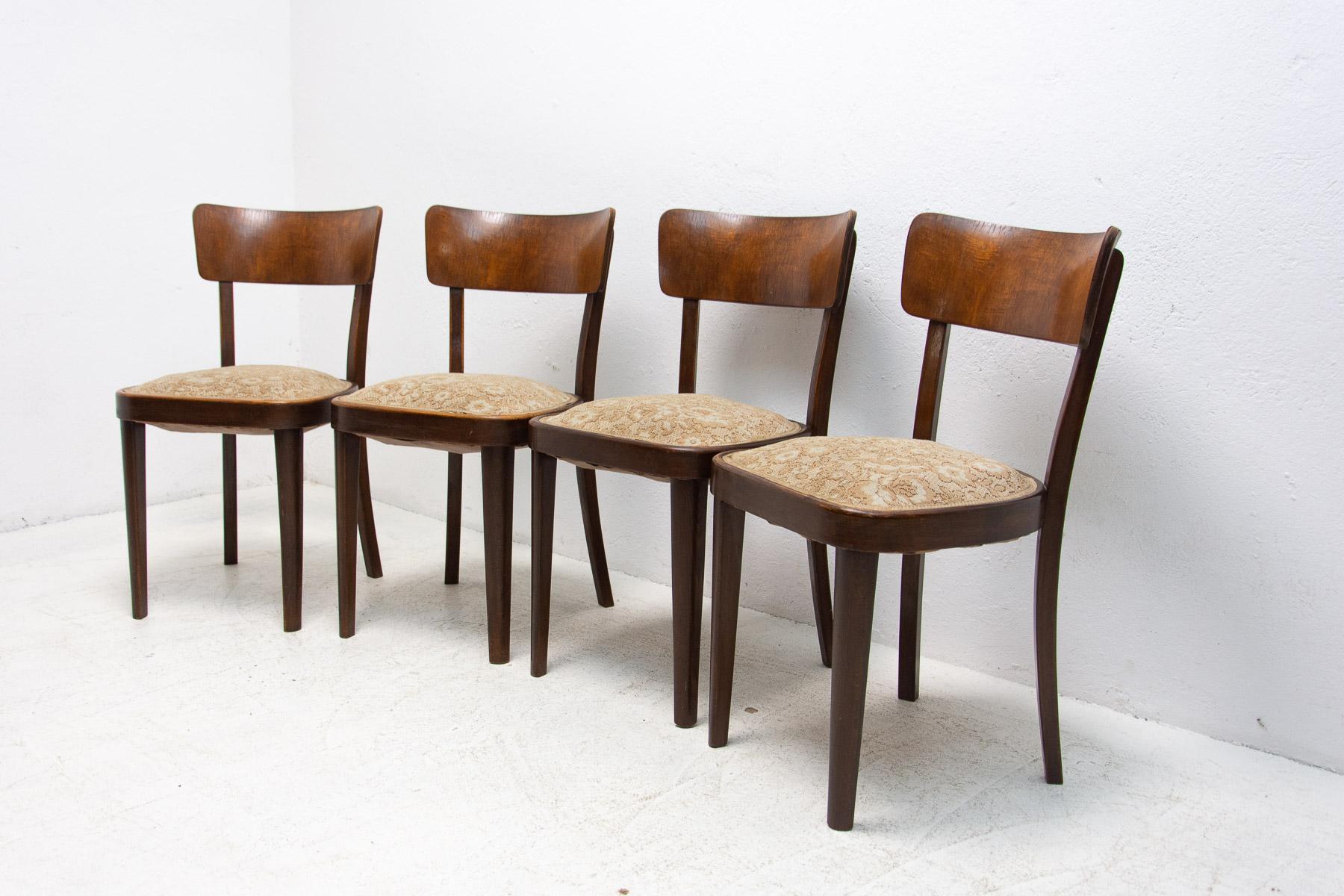 Set of Four Mid Century Dining Chairs, Czechoslovakia, 1950´s In Good Condition In Prague 8, CZ