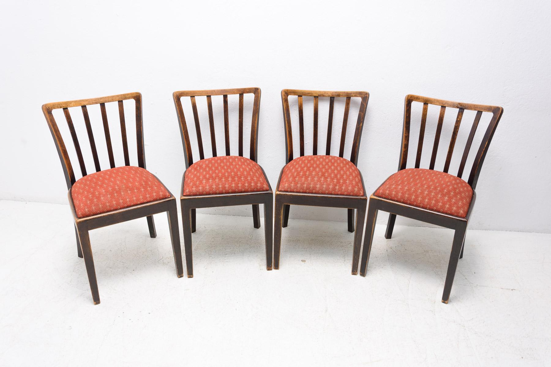 Mid-Century Modern Set of Four Mid-Century Dining Chairs Thonet, Czechoslovakia, 1960's