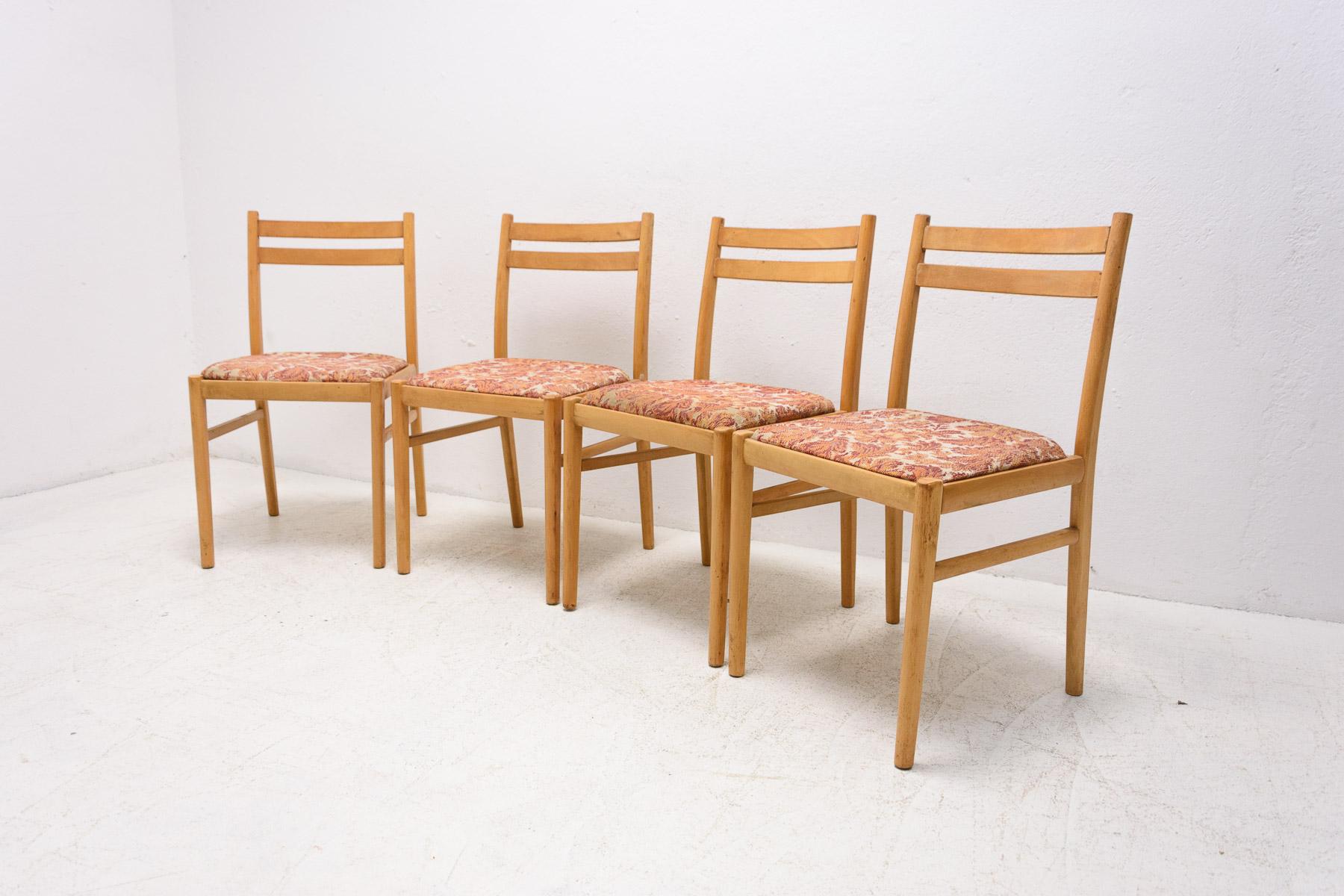 20th Century Set of Four Mid Century Dining Chairs, Czechoslovakia, 1960's For Sale