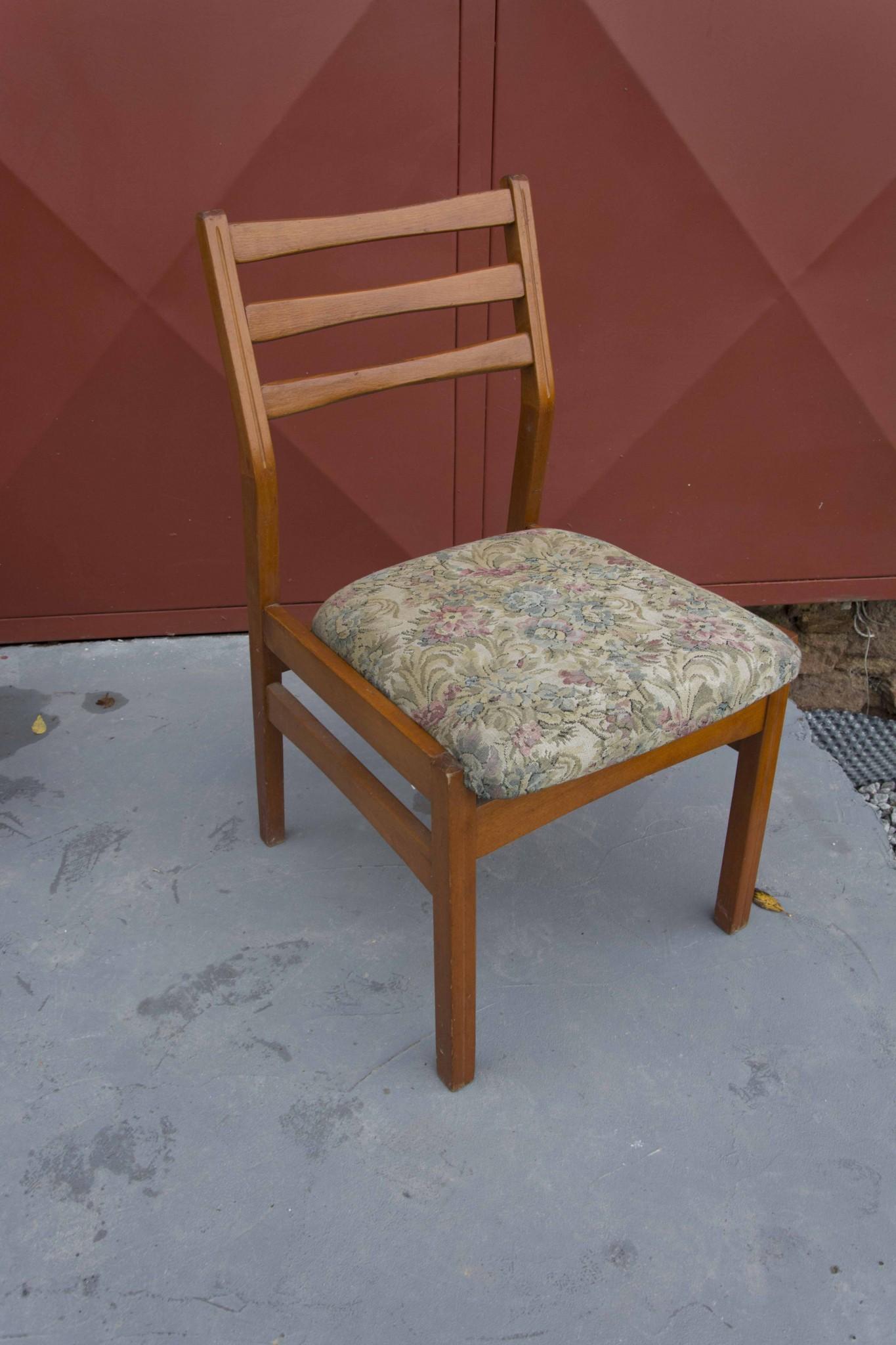 Fabric Set of Four Mid Century Dining Chairs, Czechoslovakia, 1960's