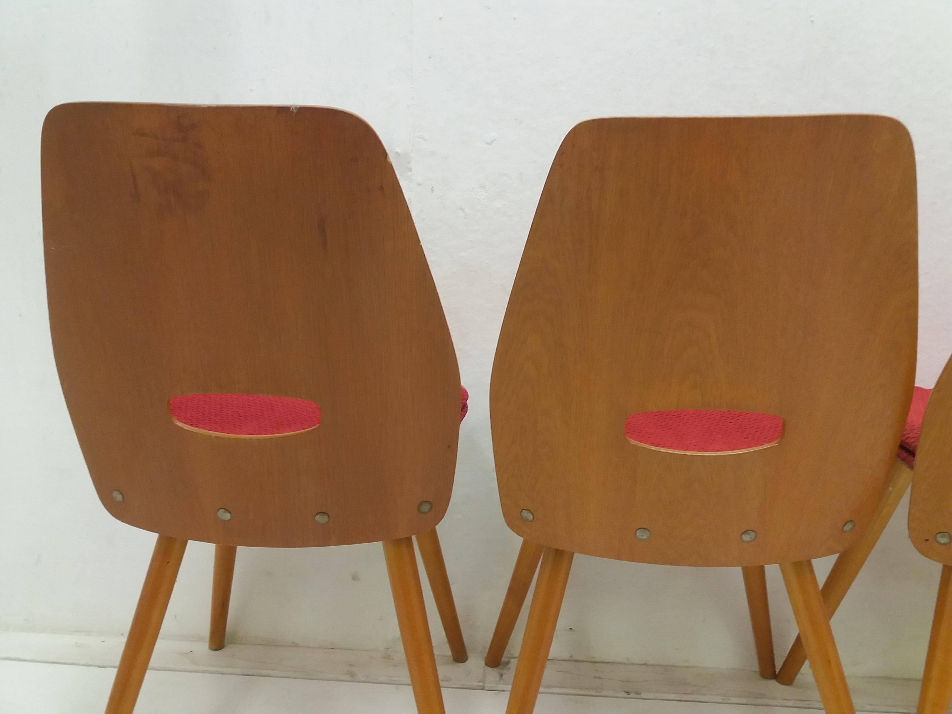 Czech Set of Four Mid-Century Dining Chairs/ Tatra Pravenec, 1960's For Sale