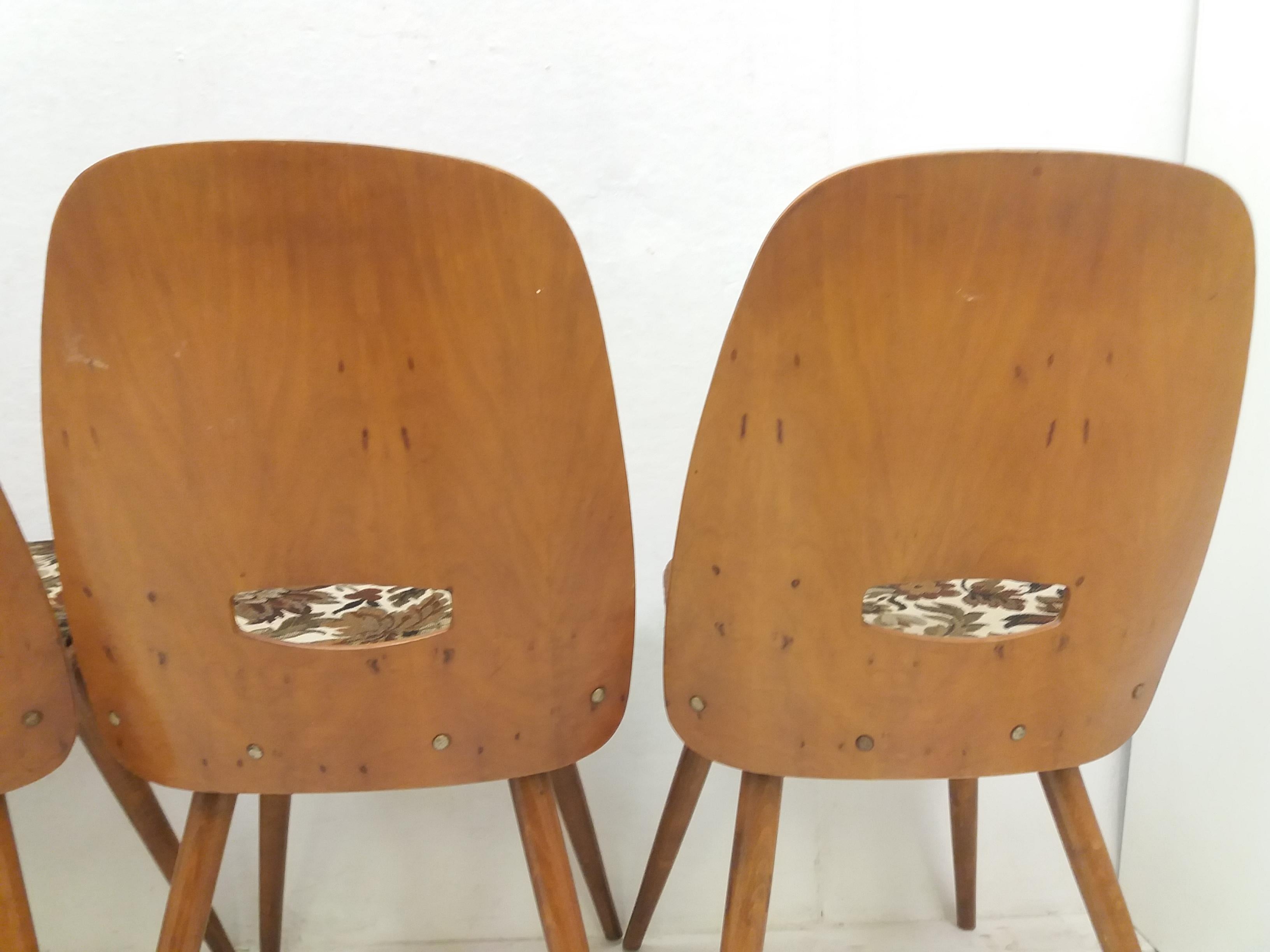 Mid-20th Century Set of Four Mid-Century Dining Chairs/ Tatra Pravenec, 1960's For Sale
