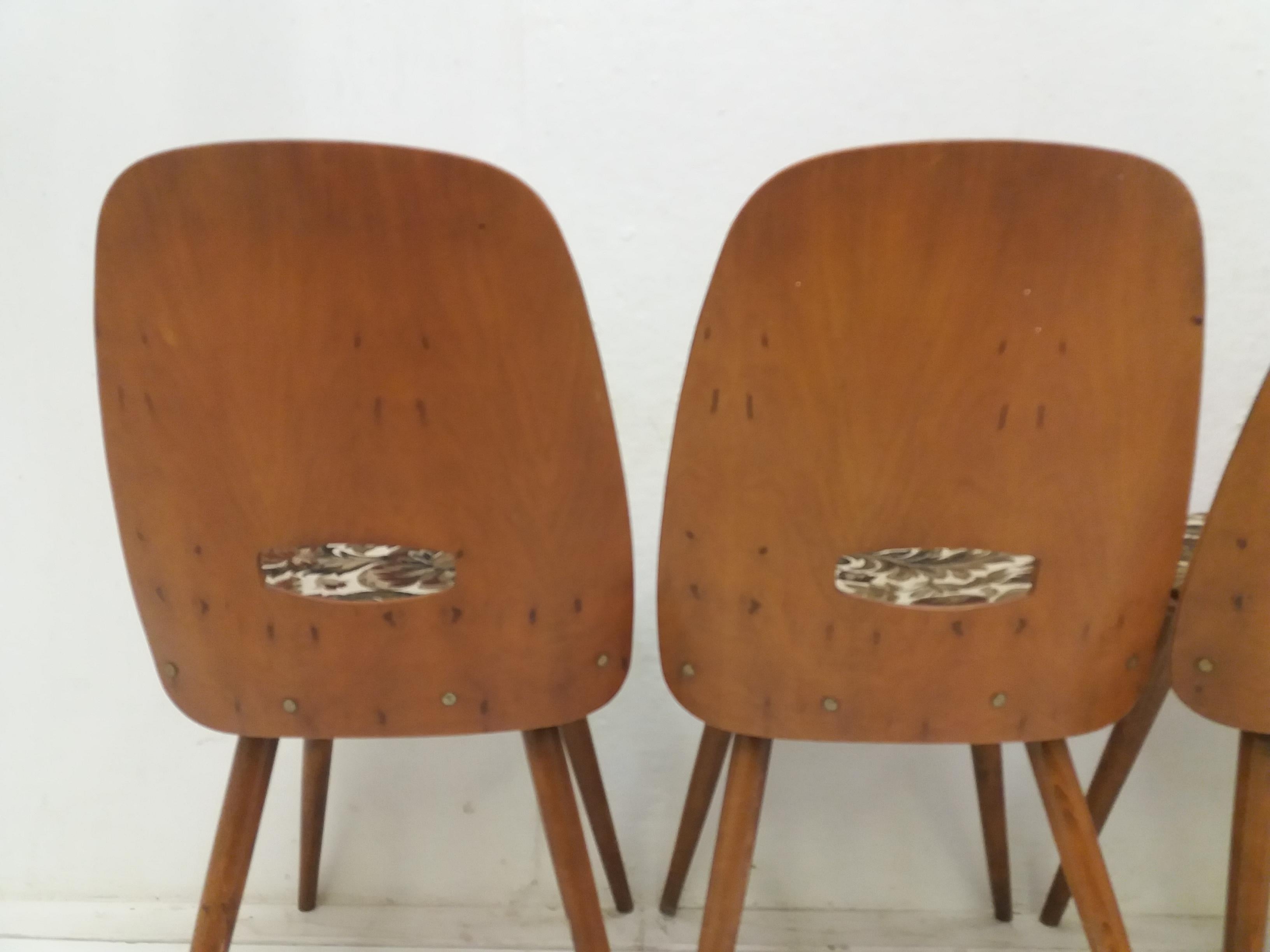 Fabric Set of Four Mid-Century Dining Chairs/ Tatra Pravenec, 1960's For Sale